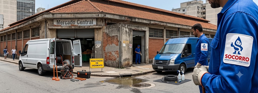 Profissional realizando Desentupimento e Manutenção Preventiva para Comércios e Empresas em Ilhota